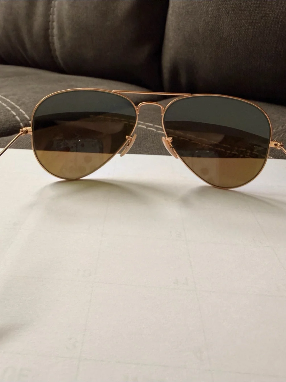 Ray-Ban Men’s Aviator Sunglasses - Blue Lenses, Gold Frame